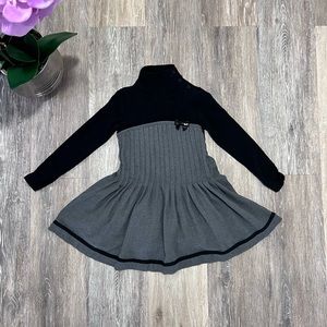 Vintage Girls Black Long Sleeve Turtle Neck Dress Size 4 Pleated A Line Bouffont